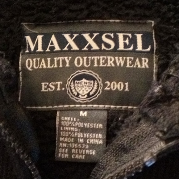 MAXXSEL MENS MED BLACK FLEECE HOODIE - Picture 3 of 7